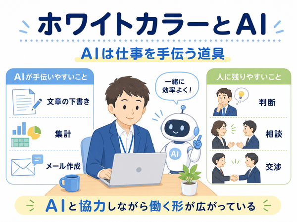 ホワイトカラーの仕事とAIの関係を説明する図