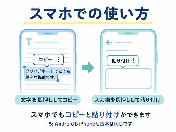 スマホで文字を長押ししてコピーし入力欄へ貼り付ける方法