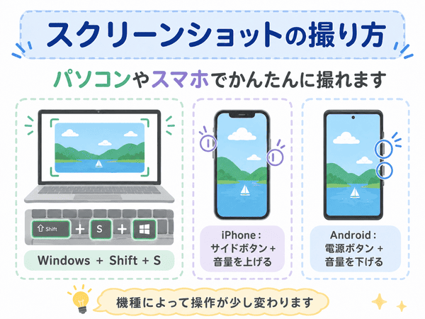 Windows・iPhone・Androidでスクリーンショットを撮る基本操作
