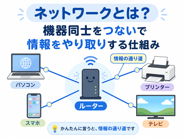 ネットワークとはパソコンやスマホなどの機器がルーターにつながる仕組み