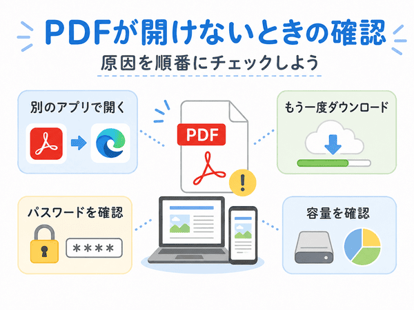 PDFが開けない時にアプリ、再ダウンロード、パスワード、空き容量を確認する方法