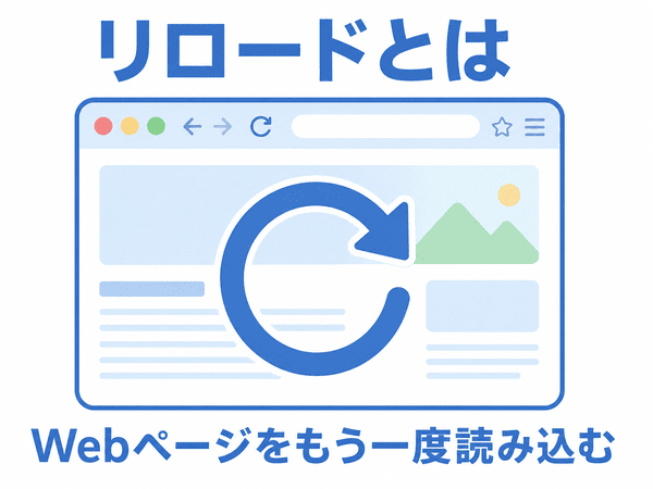 リロードとはWebページをもう一度読み込む操作であることを示す図