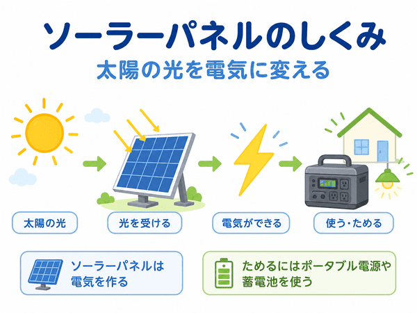 ソーラーパネルが太陽の光を電気に変える仕組み