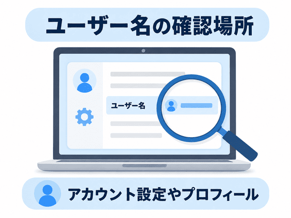 ユーザー名をアカウント設定やプロフィールで確認する図