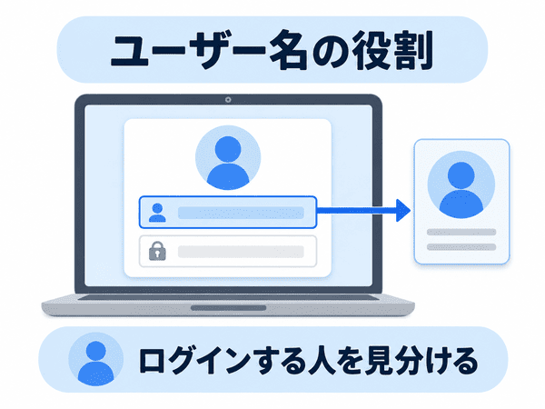 ユーザー名がログインする人を見分ける役割を示す図