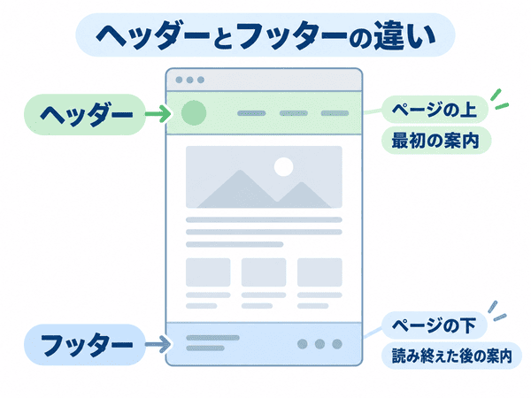 ページ上部のヘッダーと下部のフッターの違い