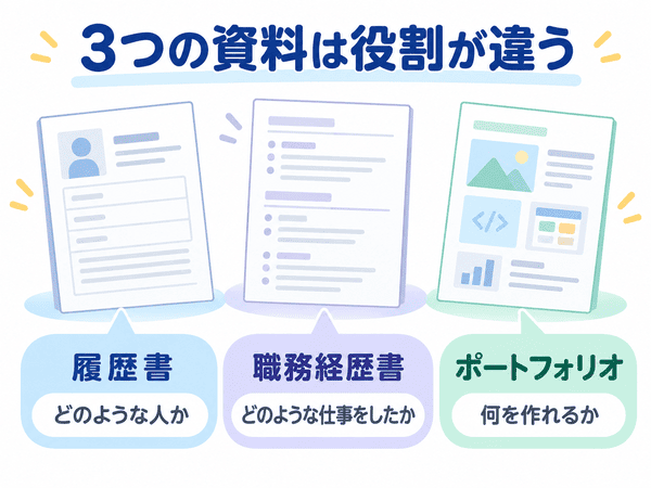 ポートフォリオと履歴書・職務経歴書の役割の違い