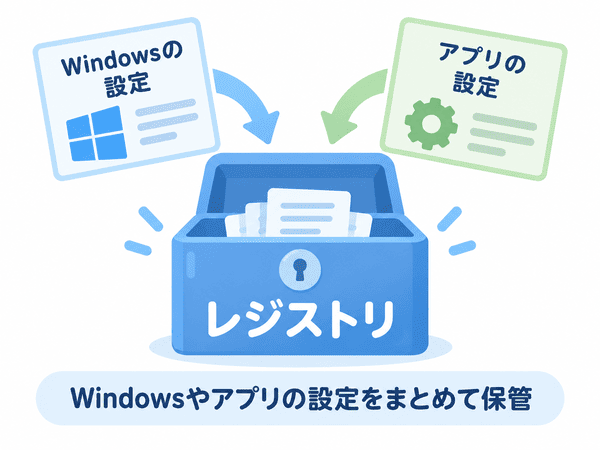レジストリとはWindowsやアプリの設定をまとめて保管する
